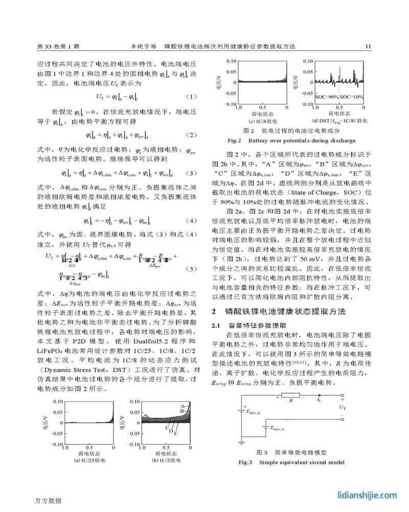 磷酸鐵鋰電池梯次利用健康特征參數(shù)提取方法