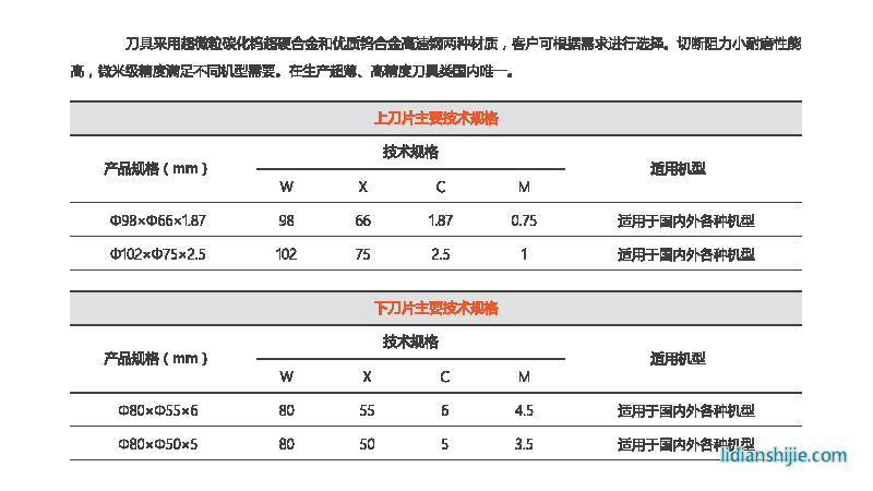 星之際隔膜刀片φ80性能參數(shù)