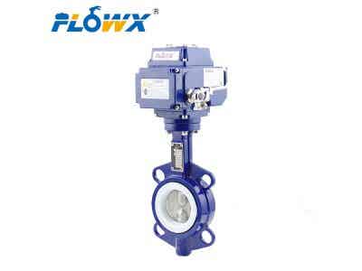 弗雷西 電動對夾蝶閥 鑄鐵蝶閥 PTFE