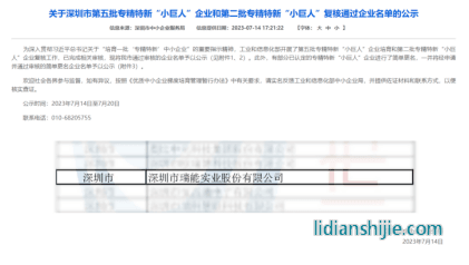 瑞能股份榮膺國家級(jí)專精特新小巨人企業(yè)認(rèn)定